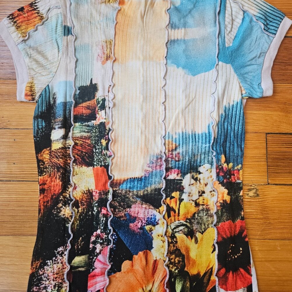 By Anthropologie Mixed Print Crew Neck Top Size XS - Picture 6 of 6